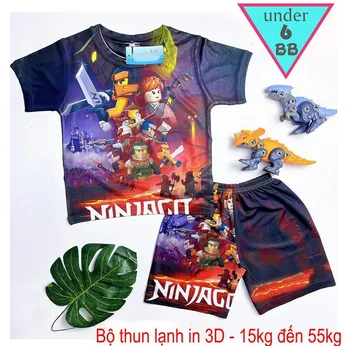 Đồ Bộ bé trai thun lạnh tay ngắn in 3D hình Ninjago cho bé đi chơi , đi học