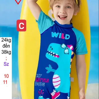 Đồ bơi bé trai in 3D hình khủng long đáng yêu cho bé đi tắm biển ,đi bơi