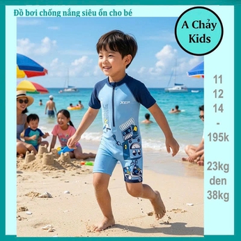 Đồ bơi bé trai in 3D hình Rotbot cá tính cho bé đi tắm biển , đi bơi 