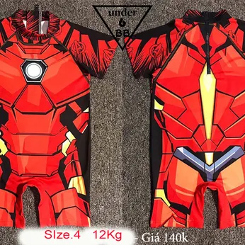 Đồ bơi bé trai tay ngắn in 3D hình Iron Man cho bé đi biển , đi bơi ( Đồ bơi liền )