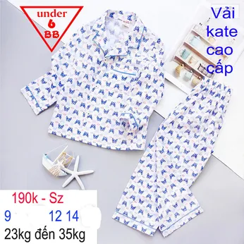 Đồ pijama  vải Kate cao cấp in họa hoạt hình cho bé trai mặc ngủ