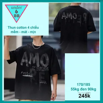 Áo thun bé trai cao cấp in chữ AMO phong cách thời trang cá tính hàn quốc cực ngầu dành cho tuổi teen đi chơi , du lịch