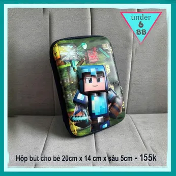 Hộp bút đi học in 3D nổi hình Minecraft cho bé
