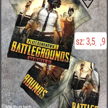 Đồ bộ bé trai thun lạnh tay ngắn in 3D hình PUBG cho bé đi chơi , đi học 