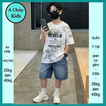 Quần áo bé in chữ phối màu loang phong cách cá tính siêu ngầu cho bé đi chơi , đi du lịch