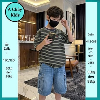 Quần áo bé in sọc phong cách hàn quốc cá tính cho bé đi chơi ,đi du lịch