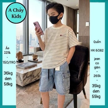 Quần áo bé in sọc phong cách hàn quốc cá tính cho bé đi chơi ,đi du lịch