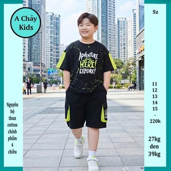 Quần áo bé trai cotton in chữ ADVENTURE phong cách cá tính cho bé đi chơi, đi học