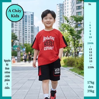 Quần áo bé trai cotton in chữ ADVENTURE phong cách cá tính cho bé đi chơi, đi học