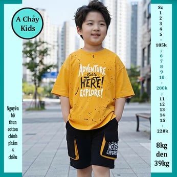 Quần áo bé trai cotton in chữ ADVENTURE phong cách cá tính cho bé đi chơi, đi học