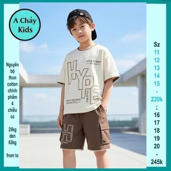 Quần áo bé trai cotton in chữ HYPE phong cách cá tính cho bé đi chơi ,đi học