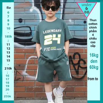 Quần áo bé trai cotton in số 24 phong cách hàn quốc cá tính cho bé đi chơi, đi học 