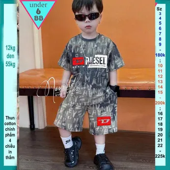Quần áo bé trai in chữ phối màu loang mã 010