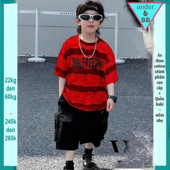 Quần áo bé trai ( Áo thun cotton + Quần Kaki ) in phối màu loang phong cách cực ngầu cho bé đi chơi , đi du lịch