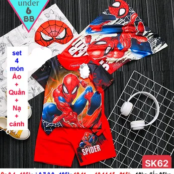 Quần áo bé trai siêu nhân in 3D siêu nhân người nhện - Spiderman cho bé đi chơi , đi học 