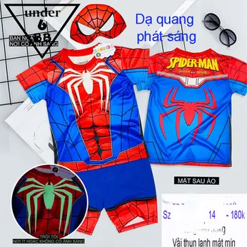 Quần áo bé trai siêu nhân người nhện  - Spiderman cho bé đi chơi , đi học  ( KÈM  NẠ )