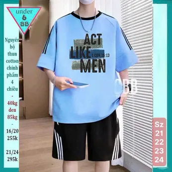 Quần áo bé trai size lớn in chữ ACT LIKE MEN phong cách tuổi teen cho bé đi chơi , đi học