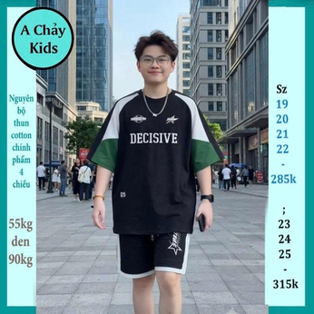 Quần áo bé trai size lớn in chữ DECISIVE phong cách cá tính dành cho tuổi teen