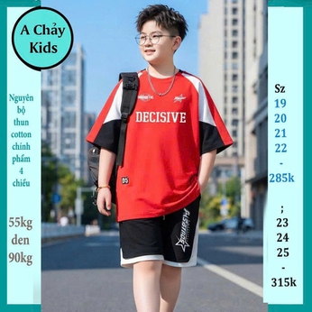 Quần áo bé trai size lớn in chữ DECISIVE phong cách cá tính dành cho tuổi teen