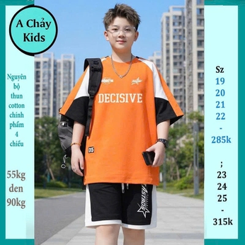 Quần áo bé trai size lớn in chữ DECISIVE phong cách cá tính dành cho tuổi teen