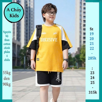Quần áo bé trai size lớn in chữ DECISIVE phong cách cá tính dành cho tuổi teen