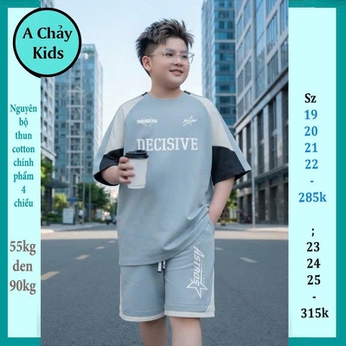 Quần áo bé trai size lớn in chữ DECISIVE phong cách cá tính dành cho tuổi teen