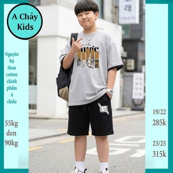 Quần áo bé trai size lớn in chữ HUEG phong cách cá tính dành cho tuổi teen đi chơi , đi học