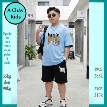 Quần áo bé trai size lớn in chữ HUEG phong cách cá tính dành cho tuổi teen đi chơi , đi học