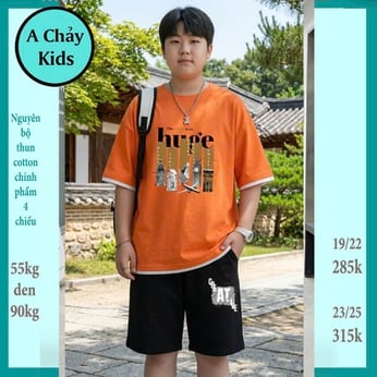 Quần áo bé trai size lớn in chữ HUEG phong cách cá tính dành cho tuổi teen đi chơi , đi học