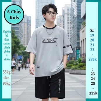 Quần áo bé trai size lớn in chữ ORIGINAJ phong cách hàn quốc cá tính dành cho tuổi teen 