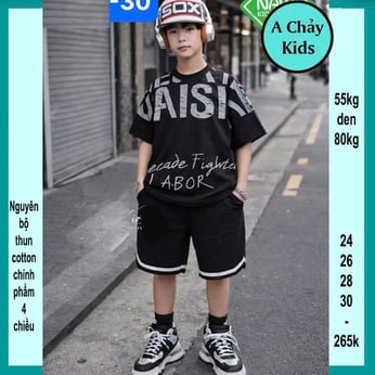 Quần áo bé trai size lớn in chữ phong cách cá tính tuổi teen cho bé diện đi chơi , đi học