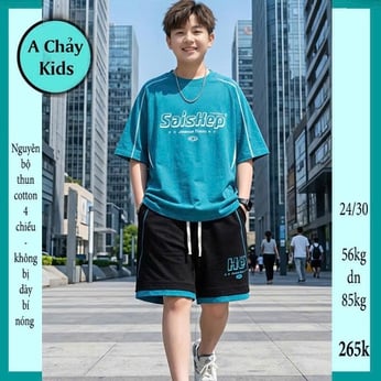Quần áo bé trai size lớn in chữ Saiskep phong cách đơn giản dành cho tuổi teen diện đi phố 