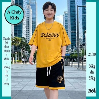 Quần áo bé trai size lớn in chữ Saiskep phong cách đơn giản dành cho tuổi teen diện đi phố 