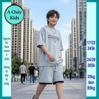Quần áo bé trai size lớn in chữ Saiskep phong cách đơn giản dành cho tuổi teen diện đi phố 