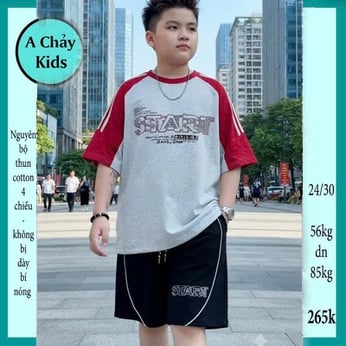 Quần áo bé trai size lớn in chữ START phong cách tuổi teen cá tính cho bé diện đi chơi , đi học
