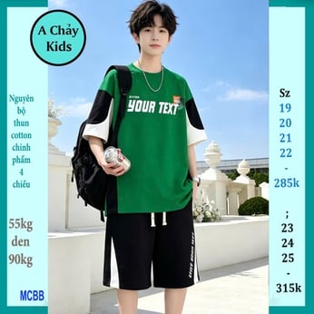 Quần áo bé trai size lớn in chữ YOUR TEXT phong cách cá tính đơn giản cho tuổi teen diện phố