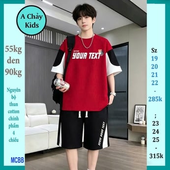 Quần áo bé trai size lớn in chữ YOUR TEXT phong cách cá tính đơn giản cho tuổi teen diện phố