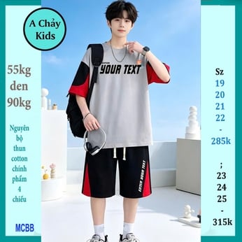 Quần áo bé trai size lớn in chữ YOUR TEXT phong cách cá tính đơn giản cho tuổi teen diện phố