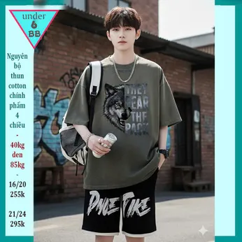 Quần áo bé trai size lớn in hình Chó Sói siêu ngầu cho bé lớn đi chơi , đi học 