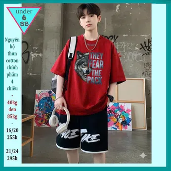 Quần áo bé trai size lớn in hình Chó Sói siêu ngầu cho bé lớn đi chơi , đi học