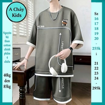 Quần áo bé trai size lớn in chữ phong cách cá tính tuổi teen cho bé đi chơi , đi học