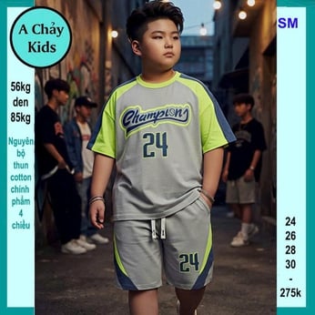 Quần áo bé trai size lớn in số 24 phong cách tuổi teen cá tính diện phố