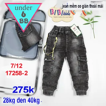 Quần jean dài bé trai boline (Mã :D17258-2)(28kg đến 48kg )