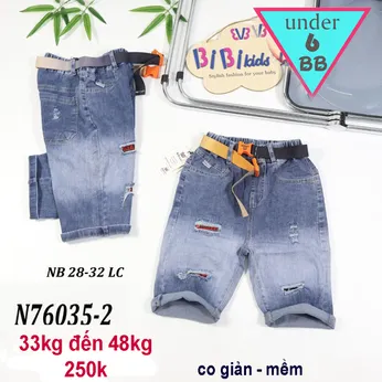 Quần jean ngắn bé trai cao cấp (N76035-2)(33kg đến 48kg )