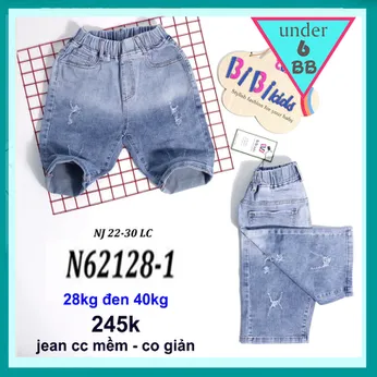 Quần jean ngắn bé trai cao cấp (28kg đến 40kg) (N62128-1)