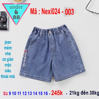 Quần jean ngắn bé trai co giãn (Nexi024-003)(21kg đến 38kg )