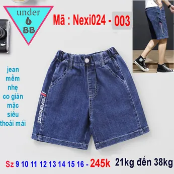 Quần jean ngắn bé trai co giãn ( Nexi024-003)(21kg đến 38kg)