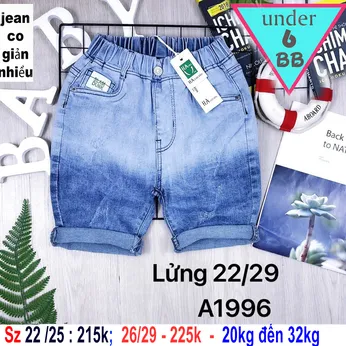 Quần jean ngắn bé trai co giãn ( 20kg đến 32kg) (Mã 1996)