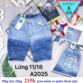 Quần jean ngắn bé trai co giãn ( 18kg đến 26kg) (Mã 2025)