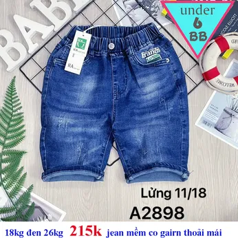 Quần jean ngắn bé trai co giãn ( 18kg đến 26kg) (Mã 2898)